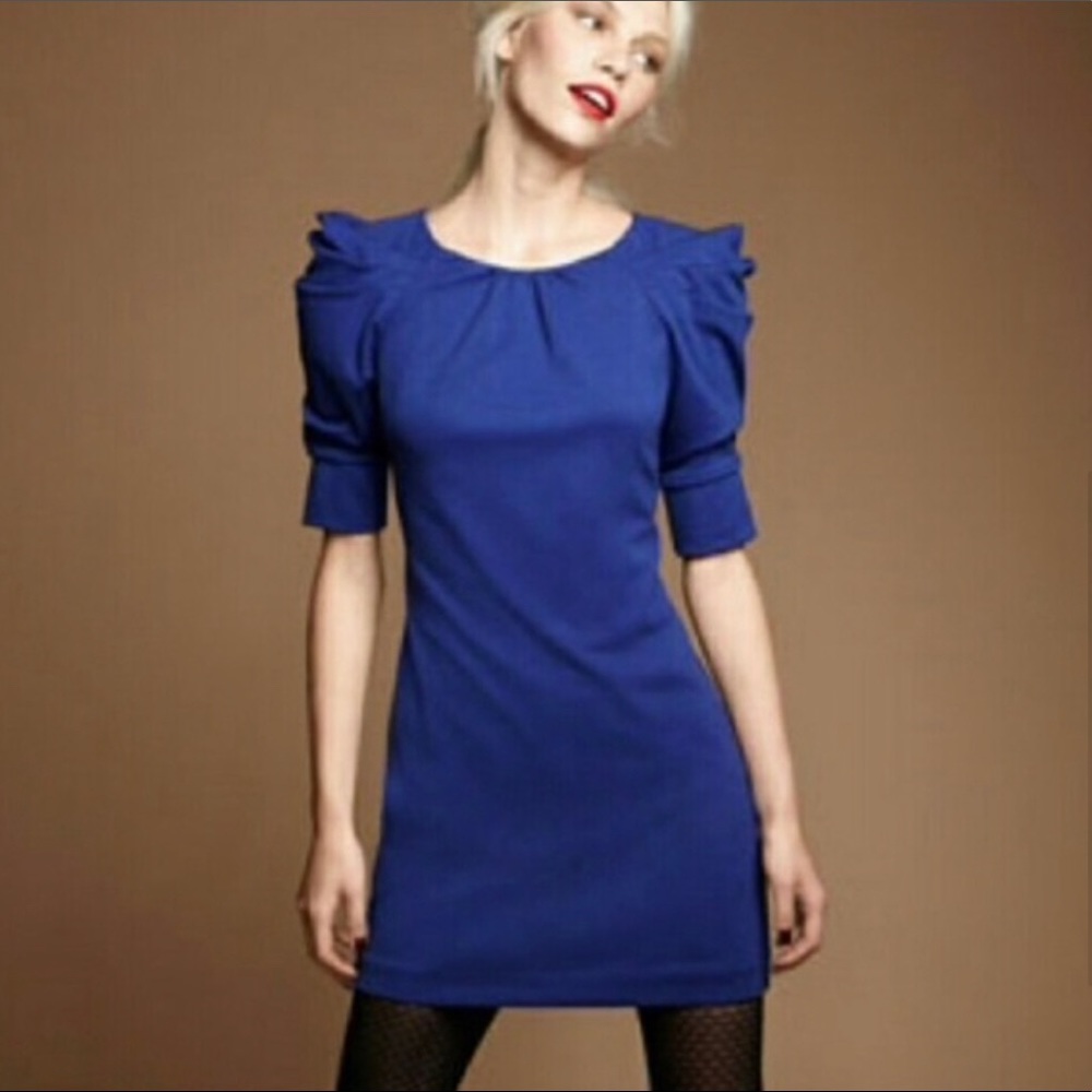 Plum Flattering Puff Sleeve Holiday Dress